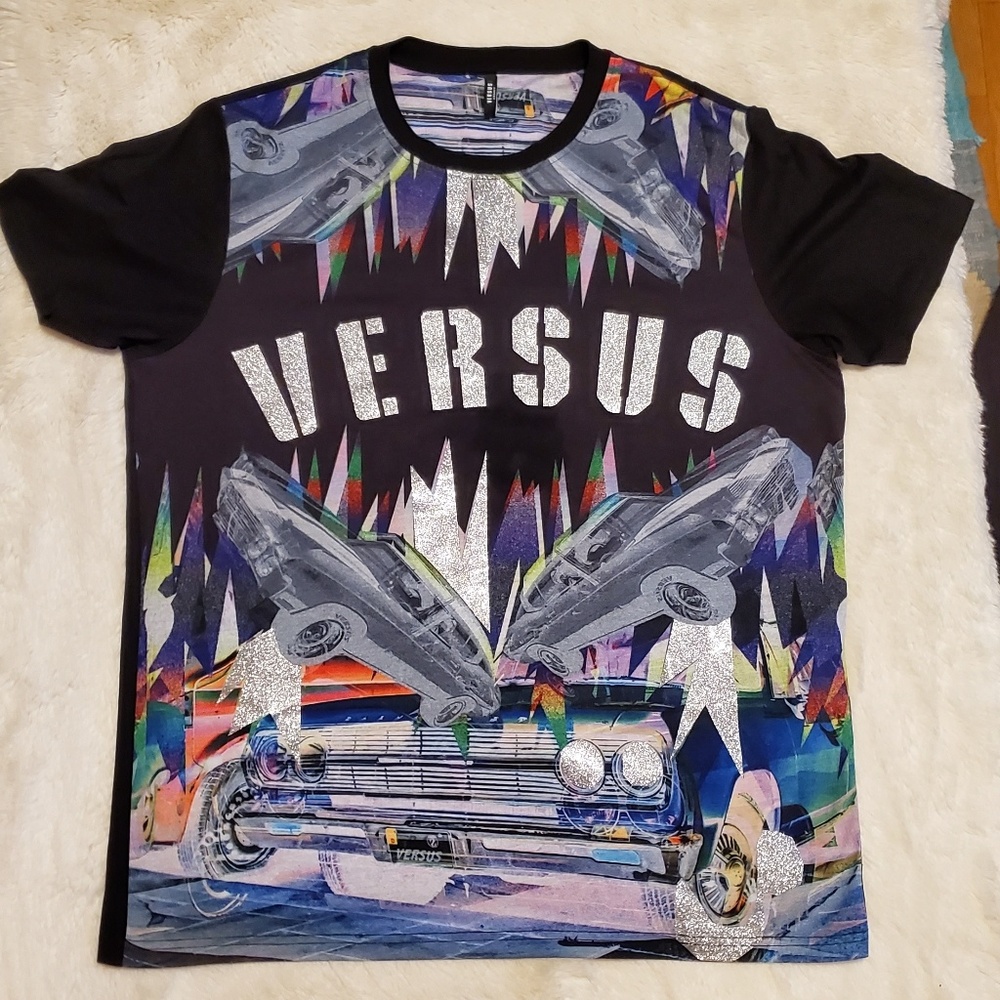 Versus Versace Printed Tee w/ Glitter Applique